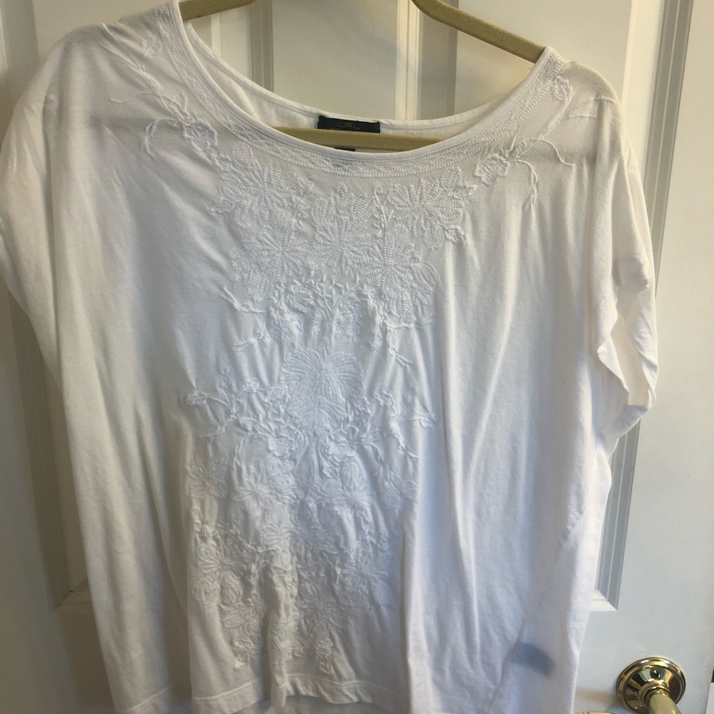 Lauren by Ralph Lauren white shirt sleeve tshirt